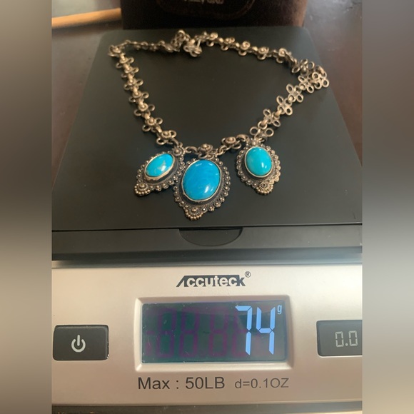 Vintage Rare Egyptian Silver and Turquoise Necklace - Picture 7 of 8